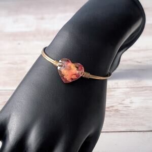 Luca & Danni Bracelet / Bangle - Gold Tone with Heart - 6" Small Size
